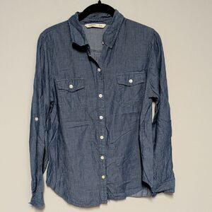 Old Navy Women's Denim Blue Button Down Shirt